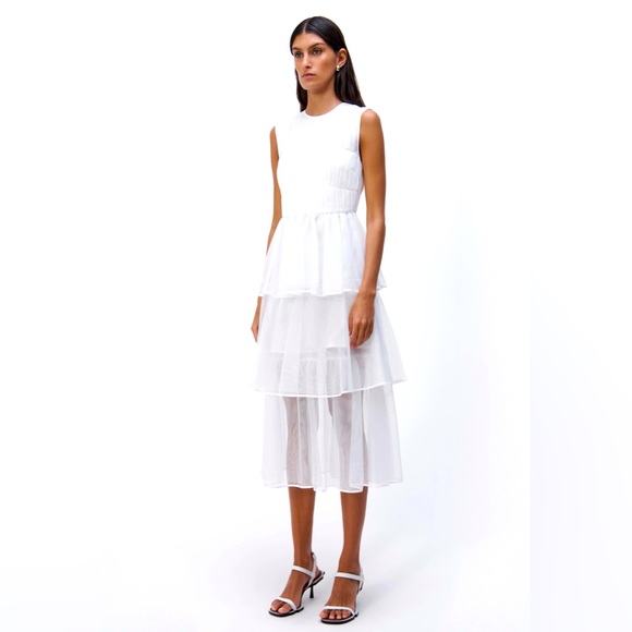 🆕#249 NWT~JONATHAN SIMKHAI Benton Tulle Plisse Midi Dress, Size 4 - Picture 6 of 16